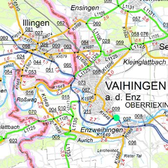 Ausschnitt aus der Straßennetzkarte