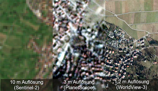 Satellitendaten - Vergleich unterschiedlicher Auflösungen